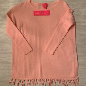Lilly Pulitzer Pink Mini Ramona Sweater Fringe Hem: Girls medium